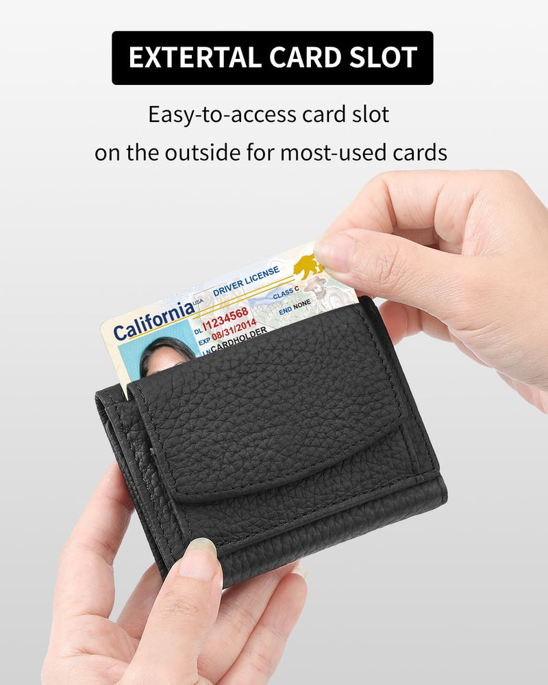 Karmiir RFID Blocking Small Leathear Coin Wallet & RFID Blocking Leather Passport Wallet, Black(Same material)
