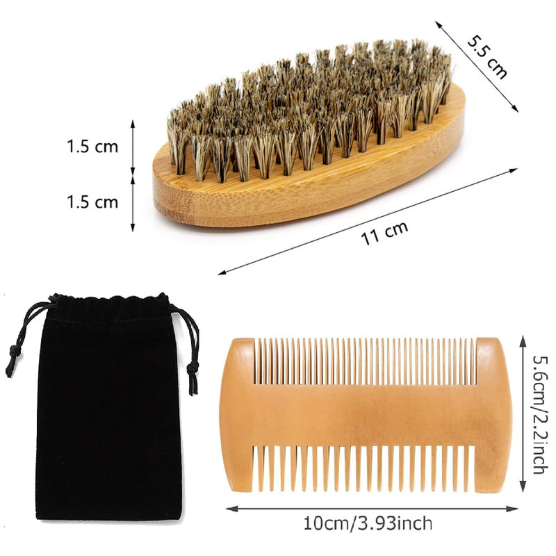 [Australia] - Beard comb & beard brush set, beard brush with boar bristles, beard comb for men, beard brush made of wood and beard comb, beard comb, beard brush for men, beard care tool for men, travel, daily beard care 