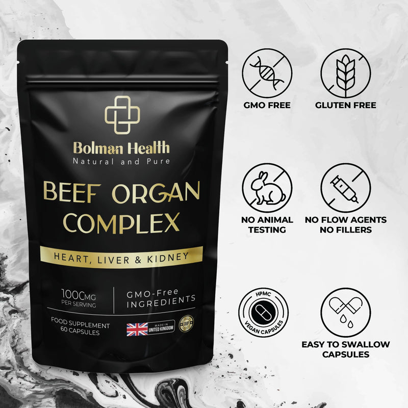 Beef Organ Complex Capsules | Grass-Fed Liver, Heart & Kidney | Freeze-Dried Organ Supplement | Supports Energy, Metabolism, Immunity & Vitality | 60 Capsules | Non-GMO | Gluten-Free 60 count (Pack of 1)