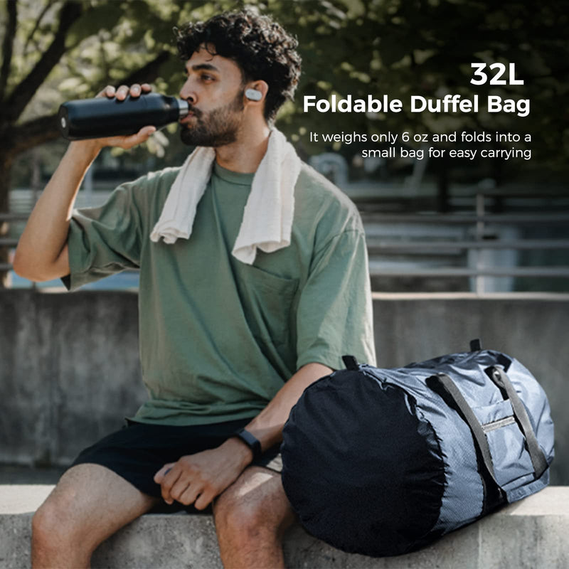 pack all Travel Foldable Bag Bundle | 20L Packable Backpack & 32L Duffel Bag (Navy Blue)