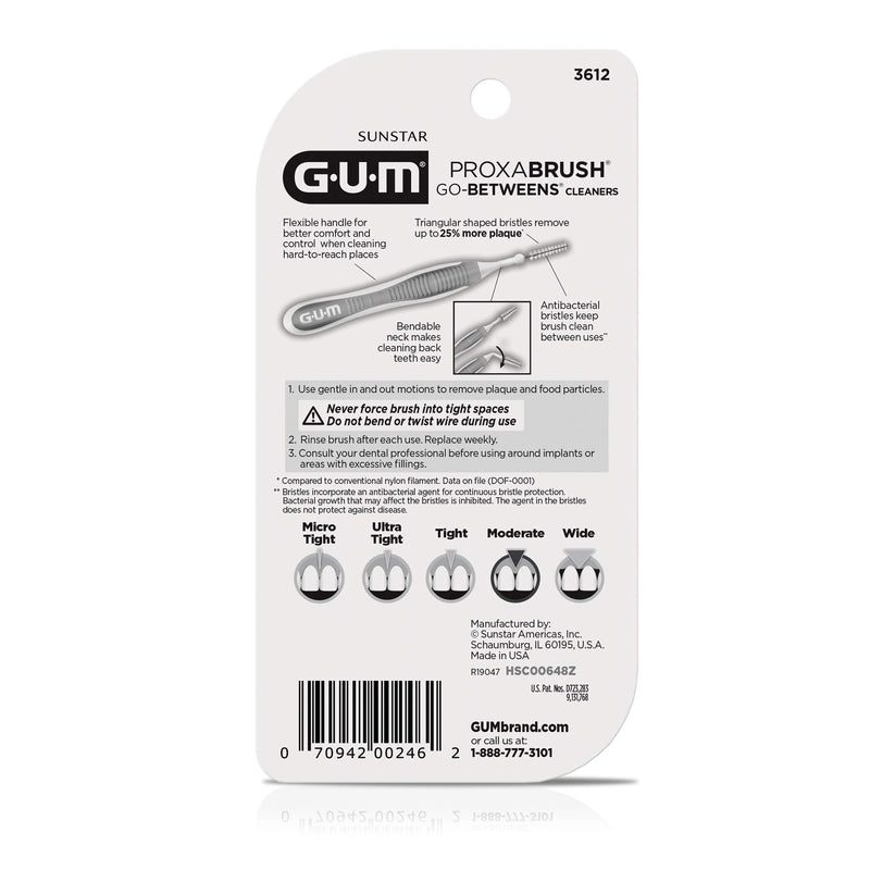 [Australia] - GUM Proxabrush Go-Betweens - Moderate - Interdental Brushes - Soft Bristled Dental Picks for Plaque Removal Health - Safe for Braces & Dental Devices, 10 Count (Pack of 4) 