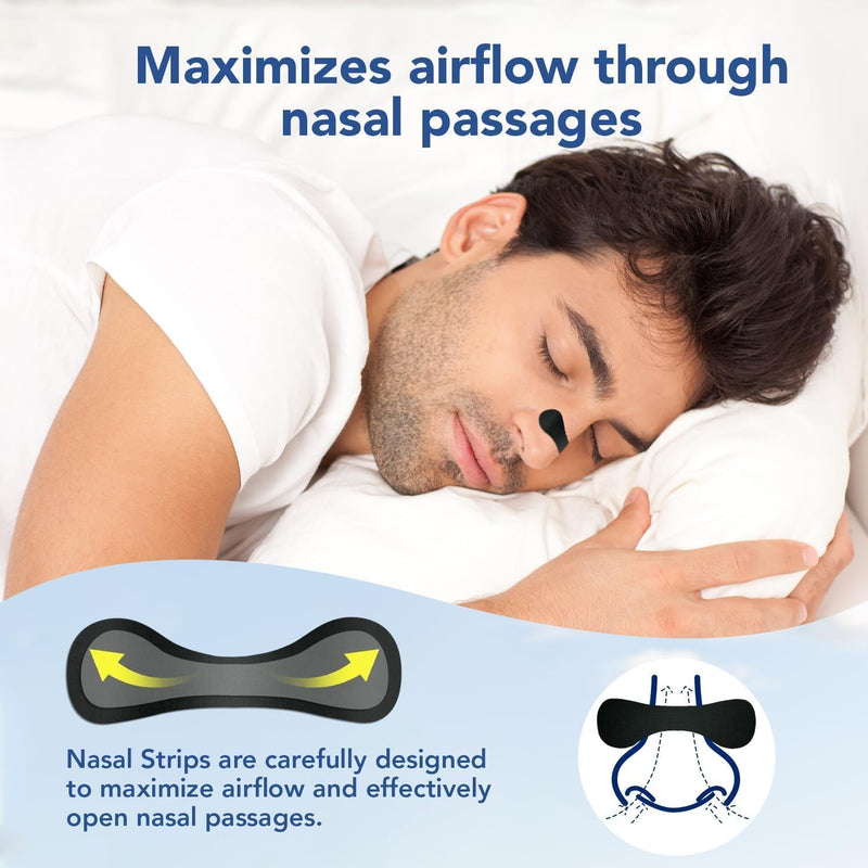 [Australia] - Nasal Strips for SnoringÔºà60 Count),Extra Strength Nasal Strips for Breathing,Hypoallergenic Strong Nose Strips Tape, Boost Oxygen Inhale, Improve Sleep Quality,Latex Free Snore Reducing Aids Black 