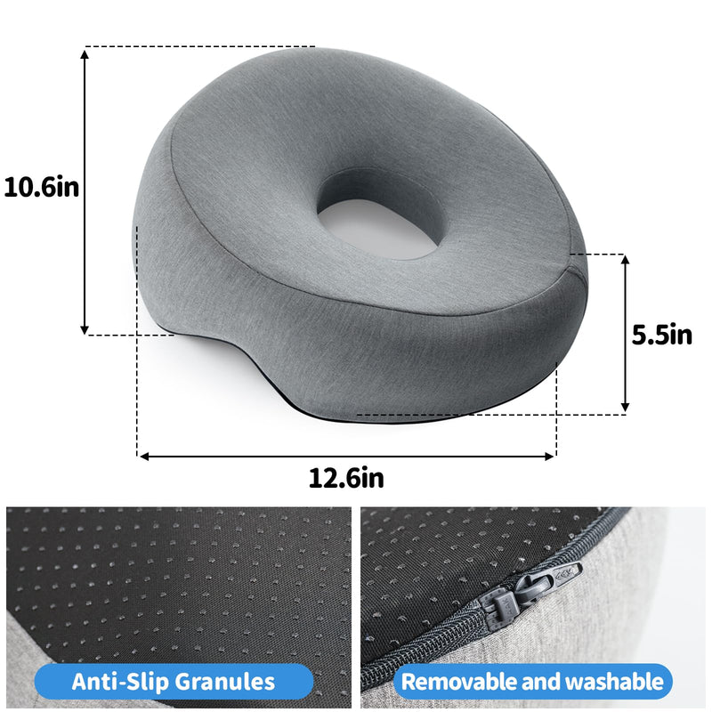 [Australia] - Memory Foam Face Down Pillow, Massage Headrest for Bed, BBL Pillow After Surgery, Stomach Sleeping,Prone Sleepers, Post-Eye Surgery Recovery Removable Cover Light Gray 