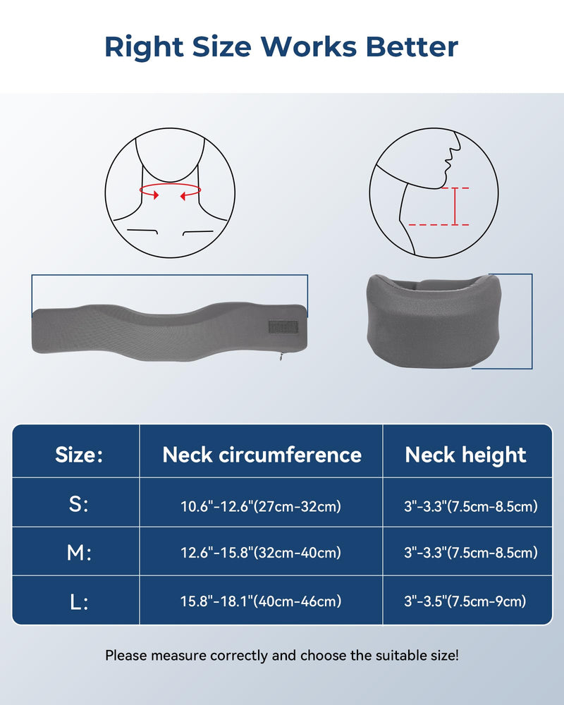 [Australia] - ‚ÄåNeck Support Brace - Neck Brace Cervical Collar Relief Neck Pain for Sleeping, Soft Foam Wraps Keep Vertebrae Stable and Aligned for Relief of Cervical Spine Pressure for Women & Men Steel Gray Medium 