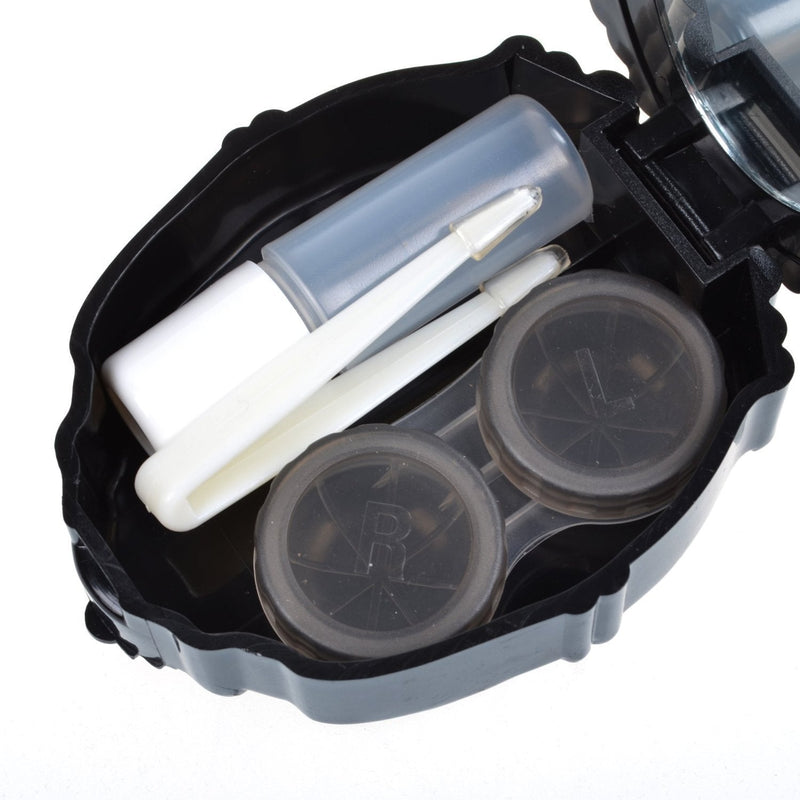 [Australia] - AHIER Contact Lens Case Rose Design Portable Contact Lenses Container Holder Storage Box for Home and Travel with Mirror 
