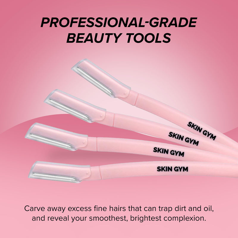 [Australia] - Skin Gym Dermaplaining Kit - Dermaplane Razor For Women - Removes Facial Hair, Peach Fuzz and Eyebrow Hair - For Gentle Smoother Skin, Pack of 4 