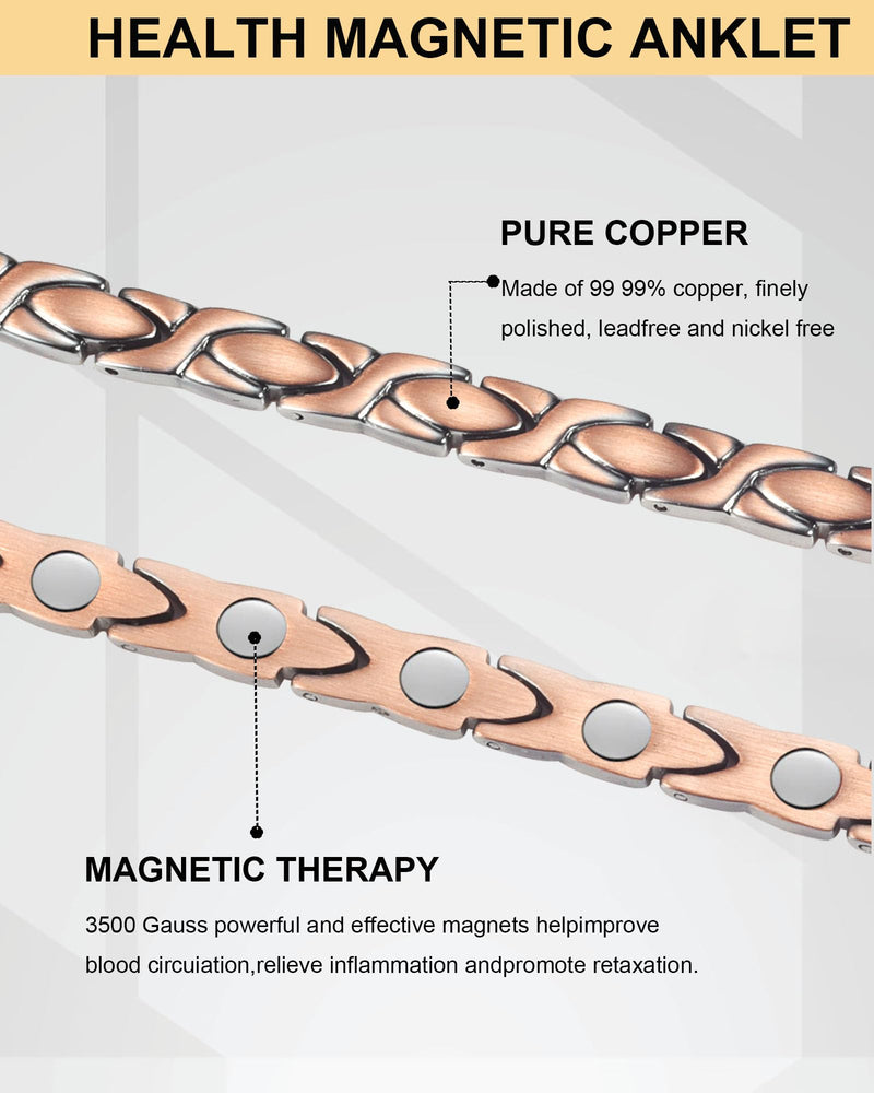 [Australia] - Copper Magnetic Bracelet Anklet, Magnetic Anklets for Women's Copper Jewelry with Adjust Tool 