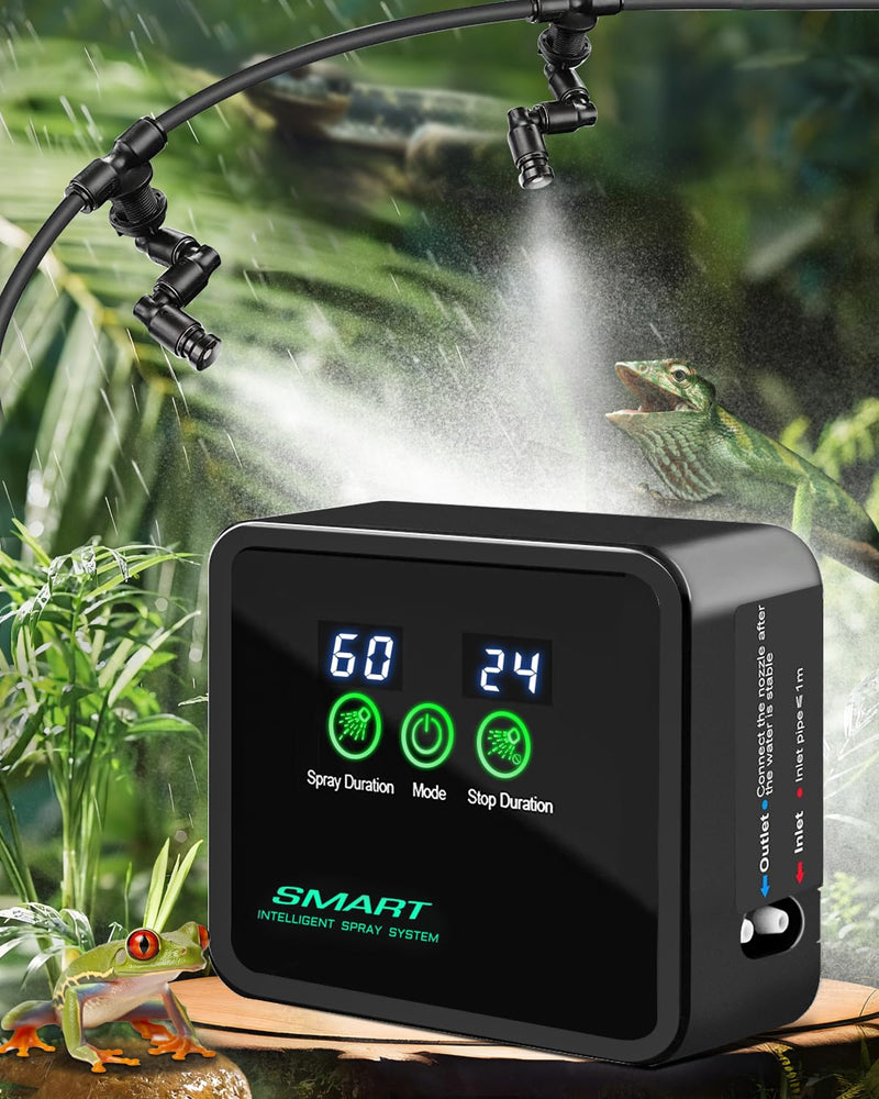 Reptile Humidifiers Smart Misting System, Reptile Mister Automatic with Timer, Terrariums Humidifier with 360°Adjustable Misting Nozzles, Spray Kit for Rainforest Plants Amphibian Touch Version Upgraded - PawsPlanet Australia