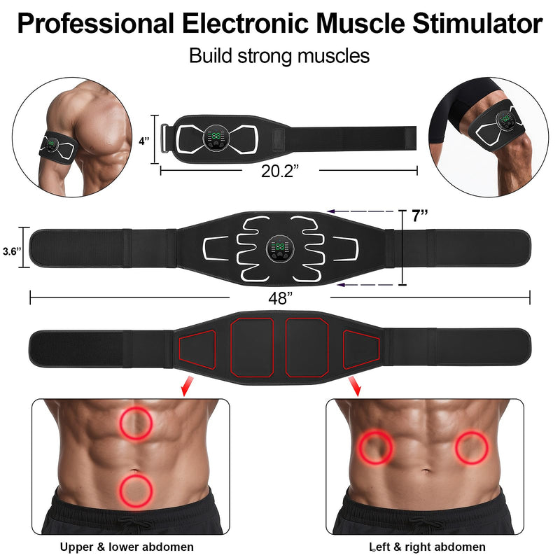 [Australia] - Electronic Muscle Stimulator - Portable Powered Ab Stimulator Muscle Toner for Muscle Conditioning,EMS Ab Machine,Fitness Strength Training Workout Equipment for Men and Women White 