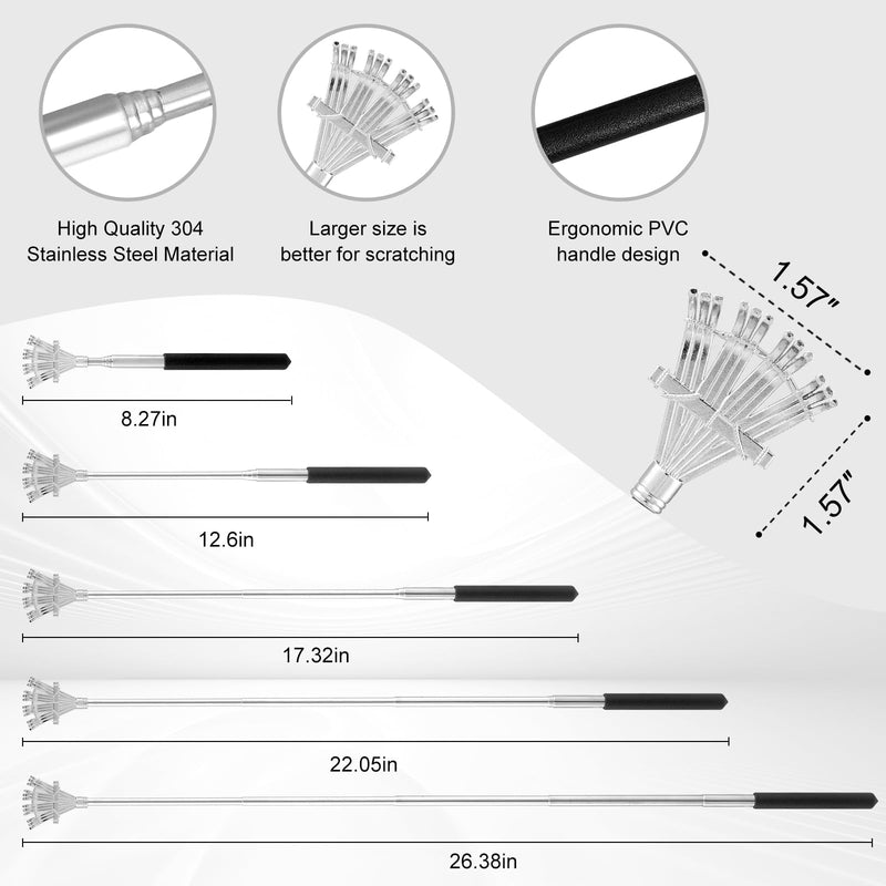 [Australia] - XKOS 4 Pack Different Back Scratcher Portable Telescoping with Rubber Handles, Extendable Metal Back Massager Tool with Beautiful Box, Stocking Stuffers for Men Women Adults (Black) Black 