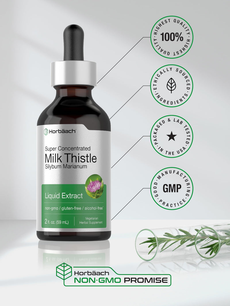 [Australia] - Horb√§ach Milk Thistle Extract Liquid | 2 fl oz | Alcohol Free | Vegetarian, Non-GMO & Gluten Free Supplement 