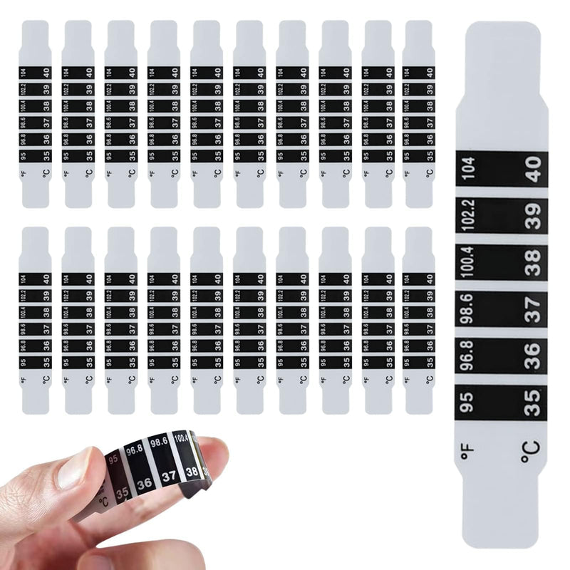 [Australia] - 20pcs Forehead Thermometer Strips for Kids Reusable Forehead Fever Temperature Stickers Fever Strips Ear Thermometer Stickers with 20 Manuals for Home Use Travel 