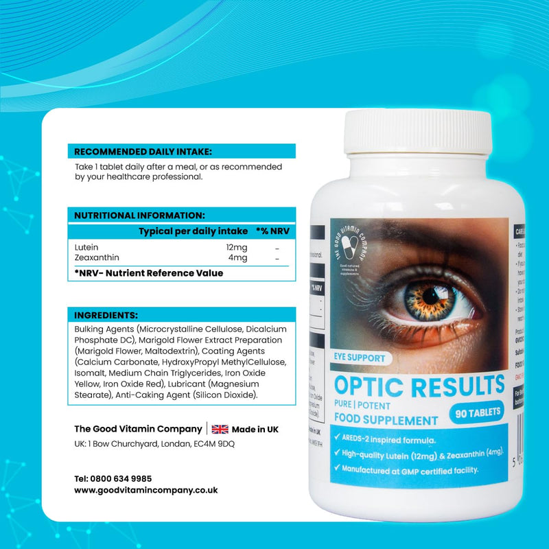 Simple Eye Health Supplement for Screen Users & Digital Lifestyles – Lutein & Zeaxanthin Tablets – Carotenoids - Supports Vision in a Digital World – 1-A-Day – UK Made - 90 Vegan GMO-Free Tablets