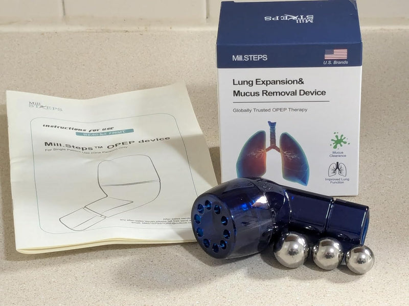 [Australia] - MILLSTEPS Breathing Exercise Device for Lungs,Mucus Relief and Lung Expansion Device - Clear Mucus from Airways Naturally & Build Stronger Lungs (Blue) Blue 