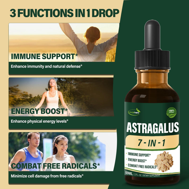 [Australia] - Astragalus Root Extract Herbal Drops for Immune System Support, Immunity Health & Energy Boost Tincture Supplements with Rhodiola Rosea, Echinacea, Elderberry, Reishi, Ginseng. Huang Qi. 2oz 