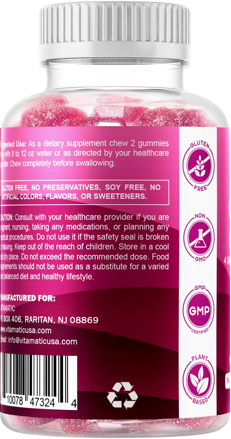 [Australia] - Vitamatic Glucose Chweble Gummies - 60 Count - Natural Raspberry Flavor - 4G of Carbohydrate per Serving (1 Bottle) 1 Bottle 