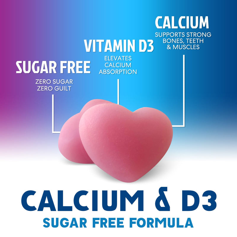 Calcium Supplement Gummies - Sugar Free Calcium Gummy with Vitamin D3 for Best Absorption - Supports Immune Health, Bones & Teeth - Nature's Calcium Chews for Women & Men - Berry Flavor - 60 Gummies 60 Count (Pack of 1)