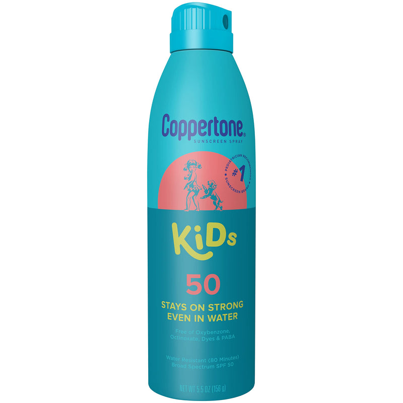 [Australia] - Coppertone Kids Sunscreen Spray SPF 50, Water Resistant Spray Sunscreen for Kids, Pediatrician Recommended Sunscreen Brand, Bulk Sunscreen SPF 50, 5.5 Oz Bottle, Pack of 3 