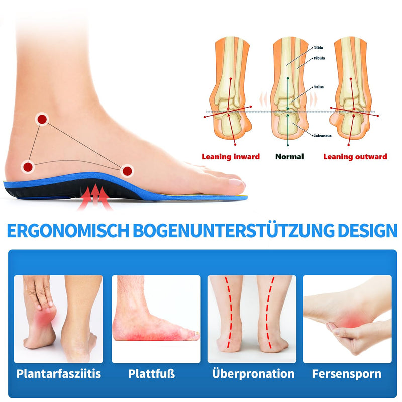 [Australia] - Heel spur insoles, shoe insoles, orthopedic insoles for flat feet, plantar fasciitis, foot pain, orthopedic insoles for men and women - S yellow S（39-41）-260MM 