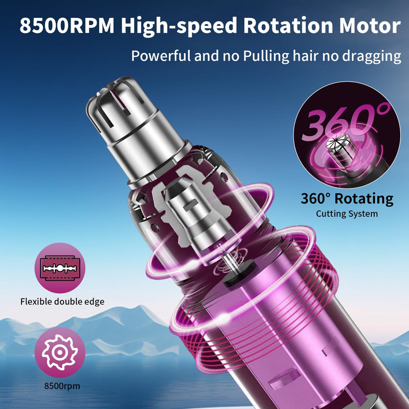 [Australia] - 2025 Rechargeable Nose and Ear Hair Trimmer with LED Dispaly for Women Men,4 in 1 Painless Eyebrow & Facial Hair Trimmer with Powerful Motor,Ladies Wet & Dry Electric Razor (White) White 