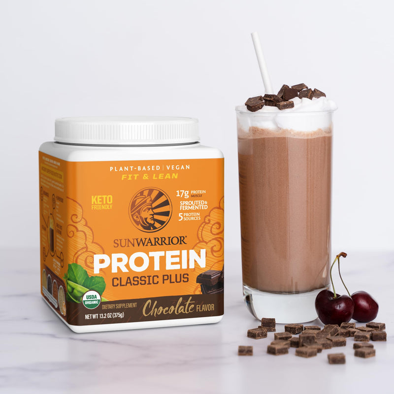 Sunwarrior Classic Plus Chocolate Protein Powder, 375 g 96918 375 g (Pack of 1)