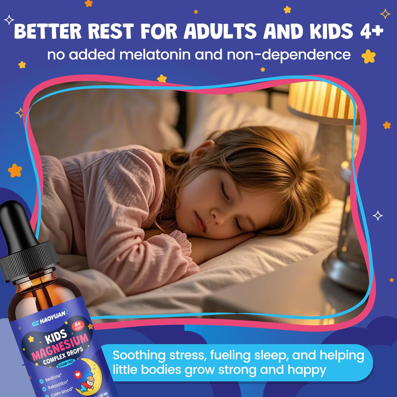 Kids Magnesium Liquid-Magnesium Glycinate Drops for Kids, Citrate Liquid with L-theanine, Chamomile & Vitamin B6 for Sleep, Relaxation, Calm & Focus - Mixed Berry Flavor 2 Fl Oz, 2 Pack 2 Fl Oz (Pack of 2)