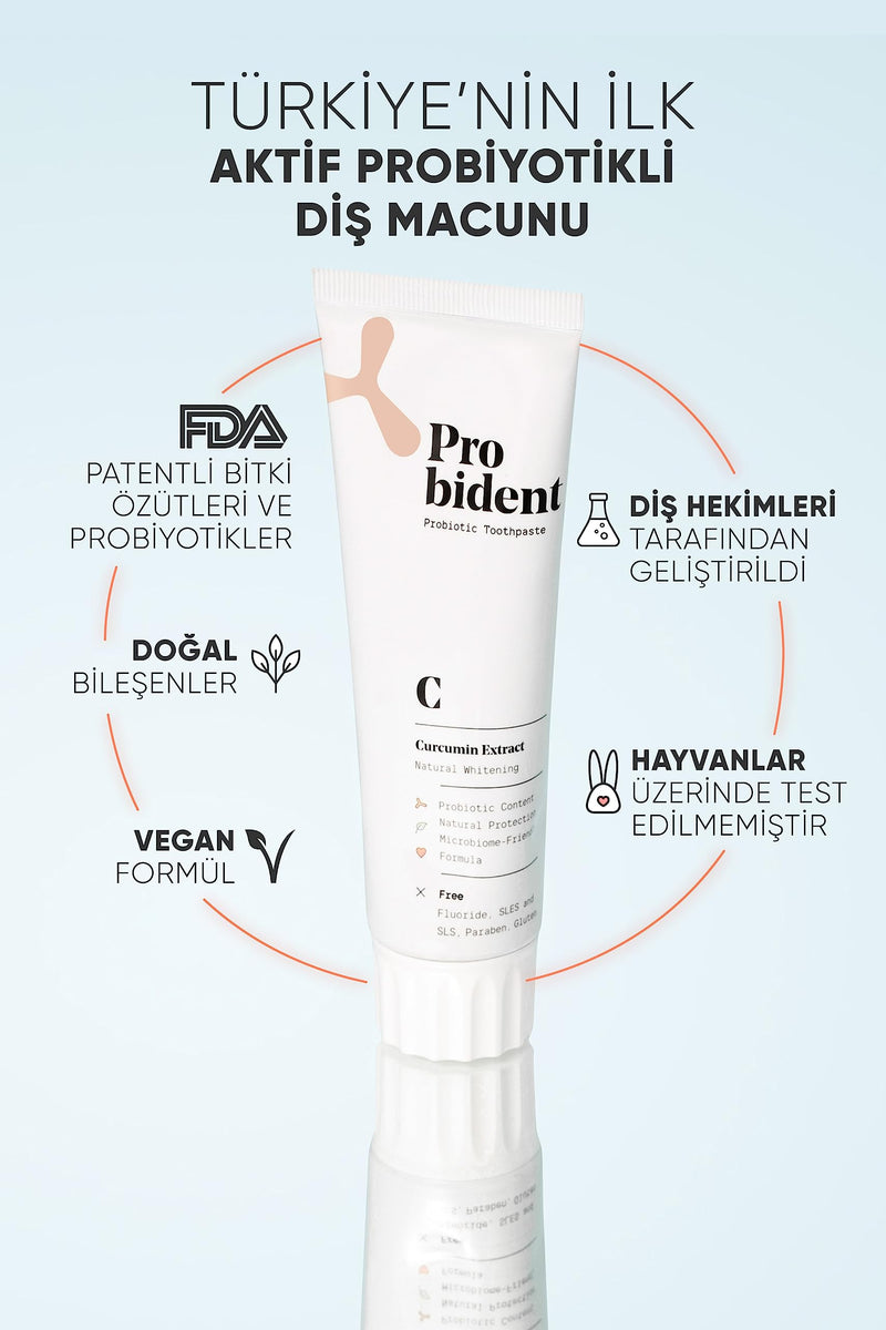 | New Generation Toothpaste with Active Probiotics | Toothpaste for Bad Breath, Whitening, Gum Health with Oral Probiotics & Natural Extracts, 2.5 oz. (Curcumin Extract)