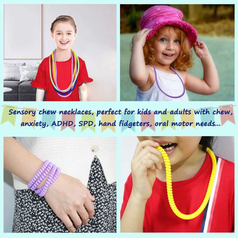 [Australia] - Sensory Chew Necklace for Boys and Girls, 6 Pack Stretch Chewing Necklaces for Kids with Autism ADHD SPD, Oral Motor Aids Baby Chew Toys Reduce Fidgeting for Kids Chewer (6) Rainbow 