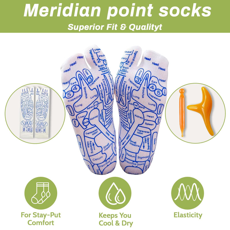 [Australia] - Reflexology Socks With Acupressure and Massage Tools - Large Size - Relieve Fatigue, Promote Blood Circulation, and Relaxation 