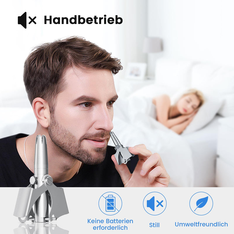 [Australia] - TIANG Manual Nose Hair Trimmer for Men Women Stainless Steel 6 Teeth V Blade Nose Hair Trimmer for Groom Bird Waterproof Painless Battery Free with Clean Brush 