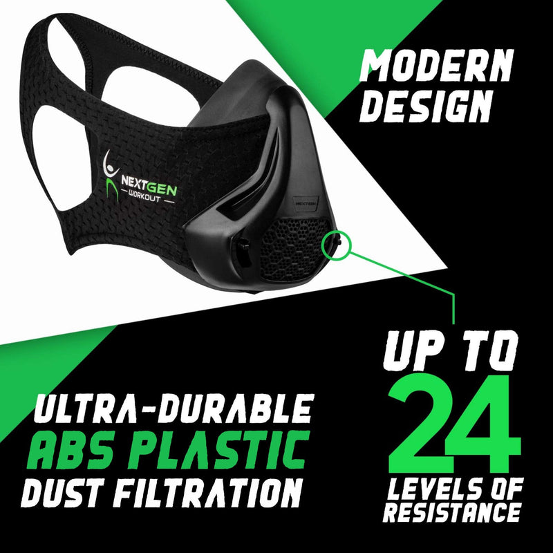 [Australia] - NEXTGEN Breathing Workout Mask - Enhance Stamina & Endurance | 24-Level Adjustable Airflow for Optimal Lung Performance | Elevate Cardio & Gym Training for Men & Women Black 