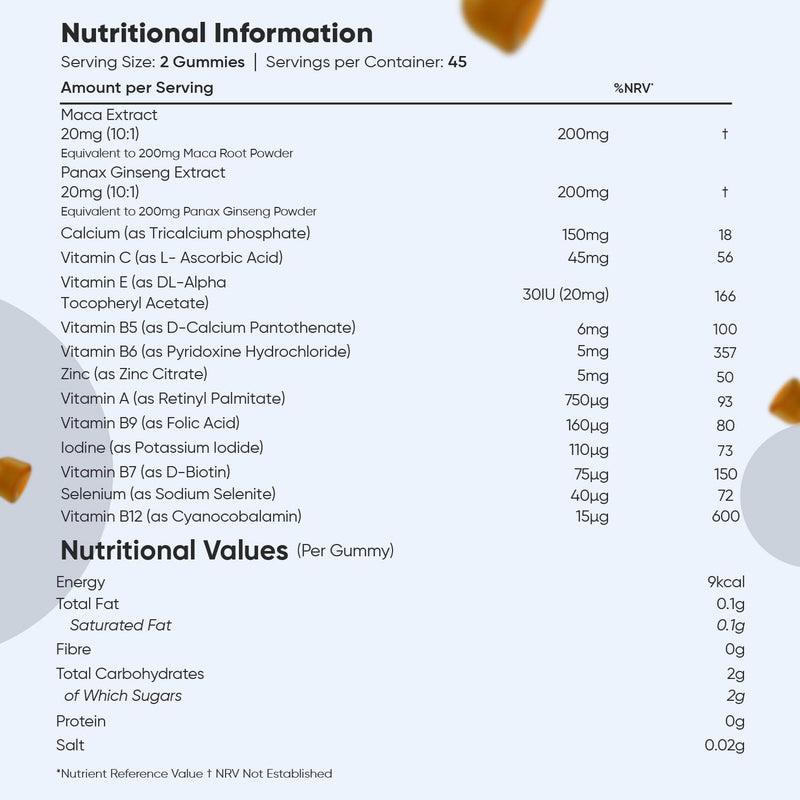 WeightWorld Multivitamin Gummies for Men | 90 Vegan Gummies | with Added Herbal Extracts Like Maca, Panax Ginseng | 8 Multivitamins & 4 Minerals | Mixed Peach & Orange Flavour | Gluten-Free & Non-GMO