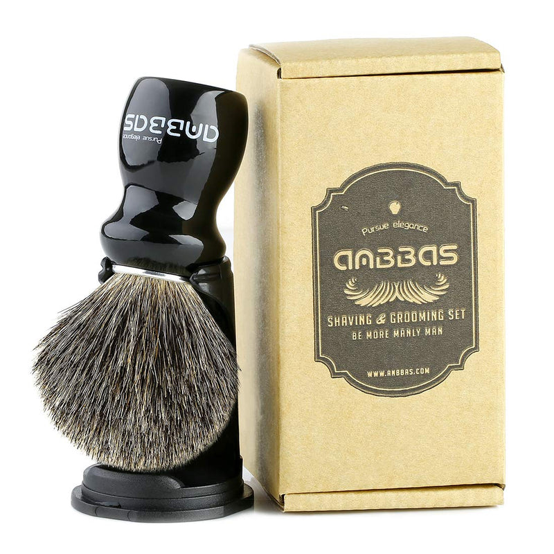 [Australia] - Shaving brush badger hair with black holder Anbbas high-quality wooden handle shaving foam brush perfect for men's shaving (black) 