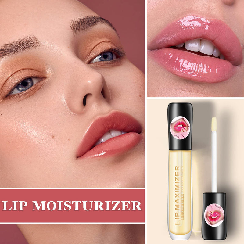 Fusang 2 Pcs Lip Plumper Lip Gloss,Lip Maximizer Balm Plumper Lip Plumping Serum,Heathly Lip Moisturizer Enhancer Hydrated Lips,Reduces Improves Dry Lip Lines Lip Plumping Gloss Lip Extreme Volume 2P