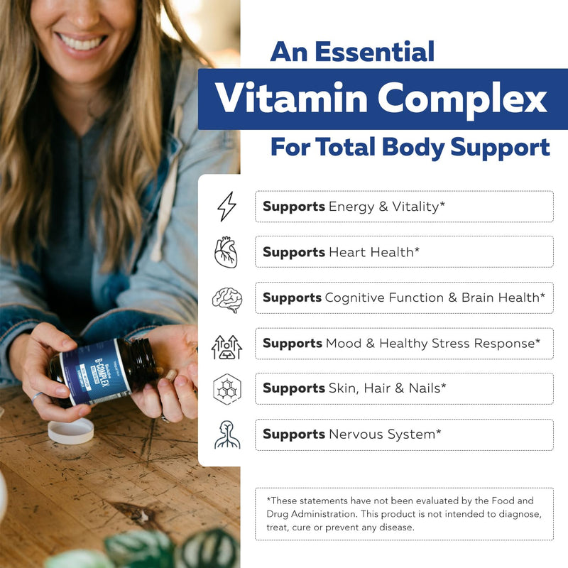 BioActive Vitamin B Complex - Blood Stream Ready, Methylated B Complex - Featuring Methylfolate, 3 BioActive Forms of B12, BenfoPure® B1 & Pantesin® B5 - 12 B Vitamins in Clinical Doses - 60 Servings 60 Count (Pack of 1)