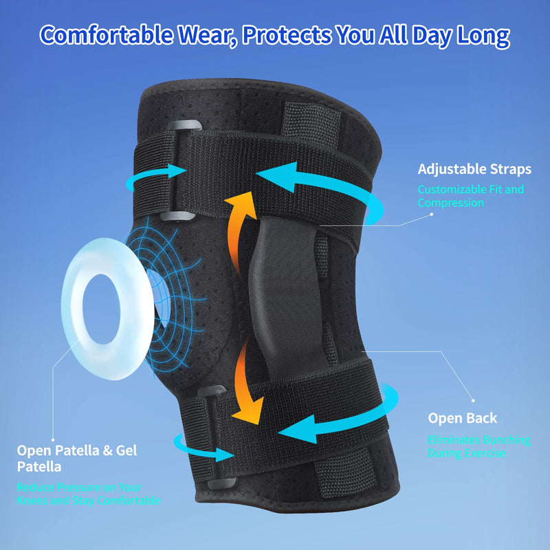 [Australia] - CHIYAN Hinged Knee Brace with Side Stabilizers for Meniscus Tear, Men Women Hinges Knee Support for Arthritis Pain Relief Black X-Large 