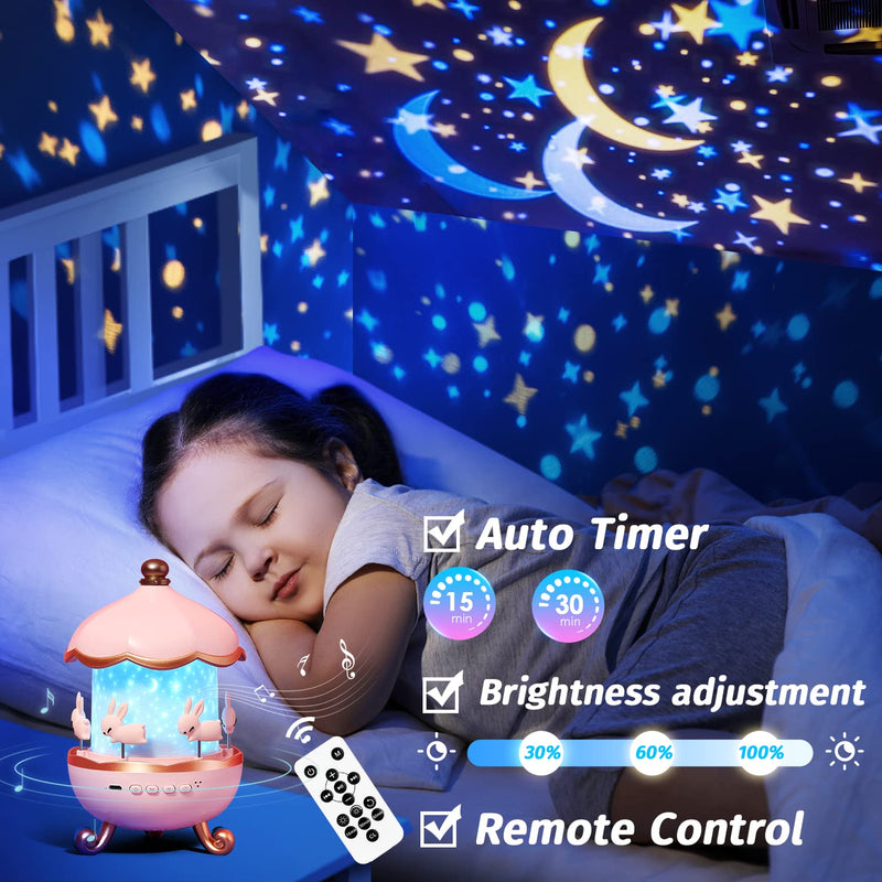[Australia] - One Fire Night Light for Kids Room Decor 15 Films+10 Soothing Sound Machine Baby Night Light Projector, Remote Kids Night Lights for Bedroom, Rechargeable White Noise Kawaii Baby Girl Gifts for Girls Pink 