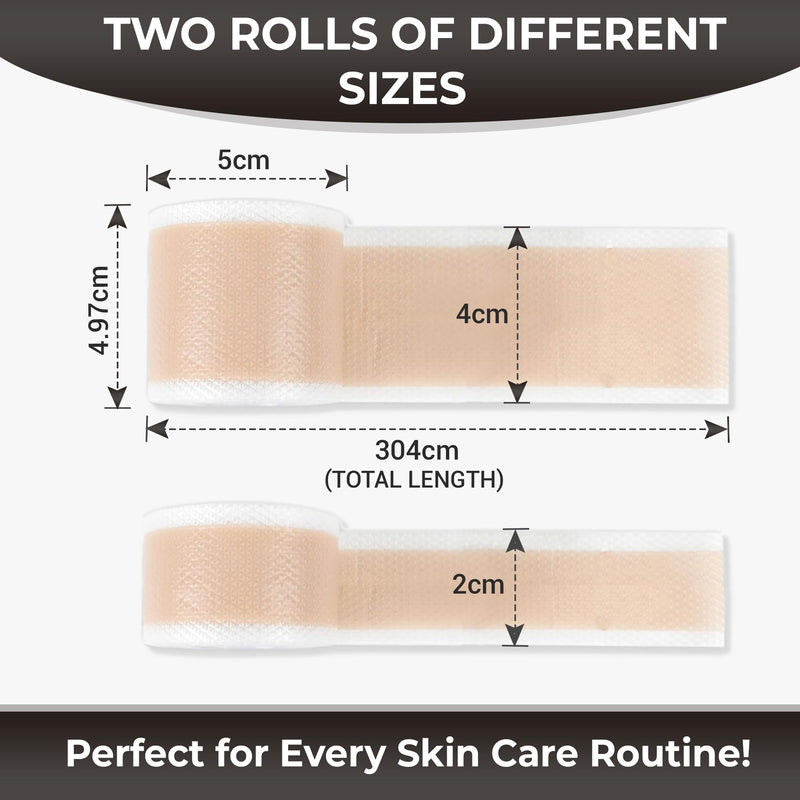 Silicone Face Tape | Anti-Wrinkle Face Tape | 2 Rolls with Different Widths for Custom Fit | Toning, Firming & Tightening Tape | Gentle on Sensitive Skin | Overnight Hold for Wrinkles and Fine Lines