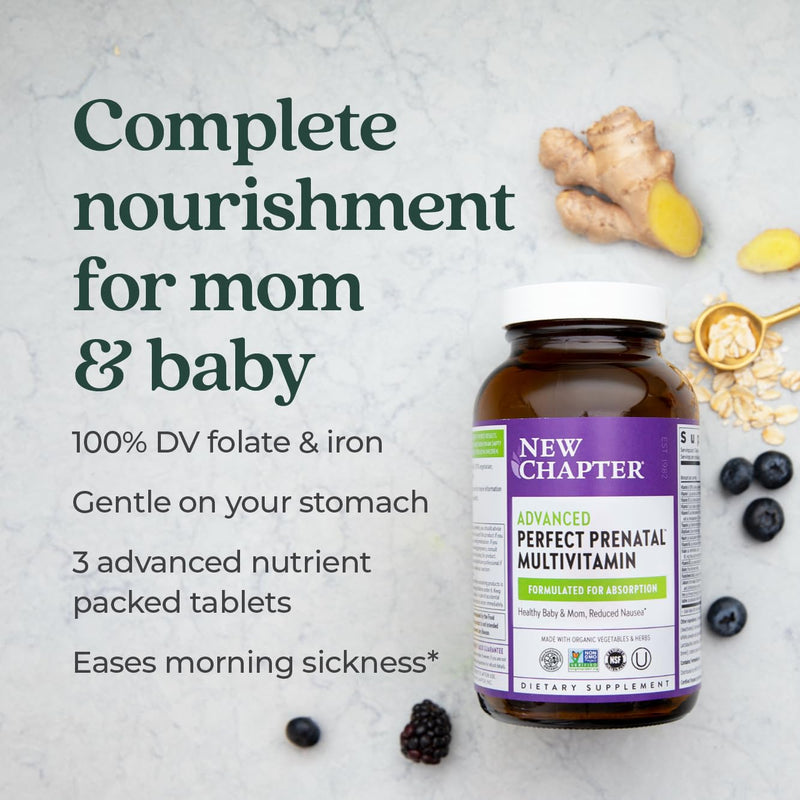 [Australia] - New Chapter Advanced Perfect Prenatal Vitamins, 270ct, Made with Organic, Non-GMO Ingredients for Healthy Baby & Mom - Folate (Methylfolate), Whole-Food Fermented Iron, Vitamin D3 + Ginger 270 Count (Pack of 1) 