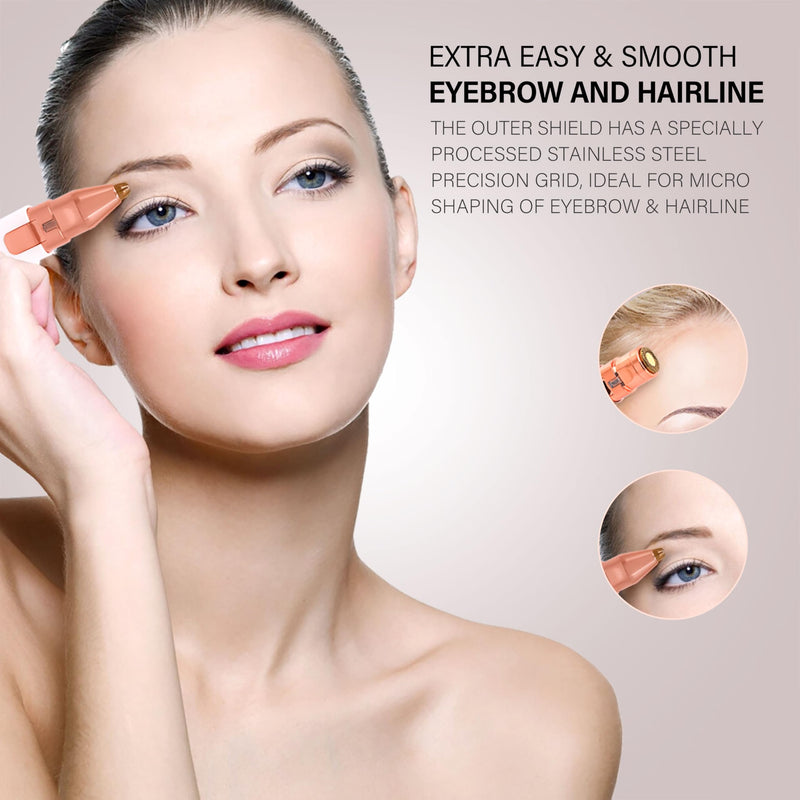 [Australia] - Facial Hair Removal for Women & Eyebrow Trimmer 2 in 1, Electric Shaver&Portable Peach Fuzz Hair Razor,Rechargeable Remover for Pubic Lips Face Ear Hair,Body Hands, Chin Beard with Light 