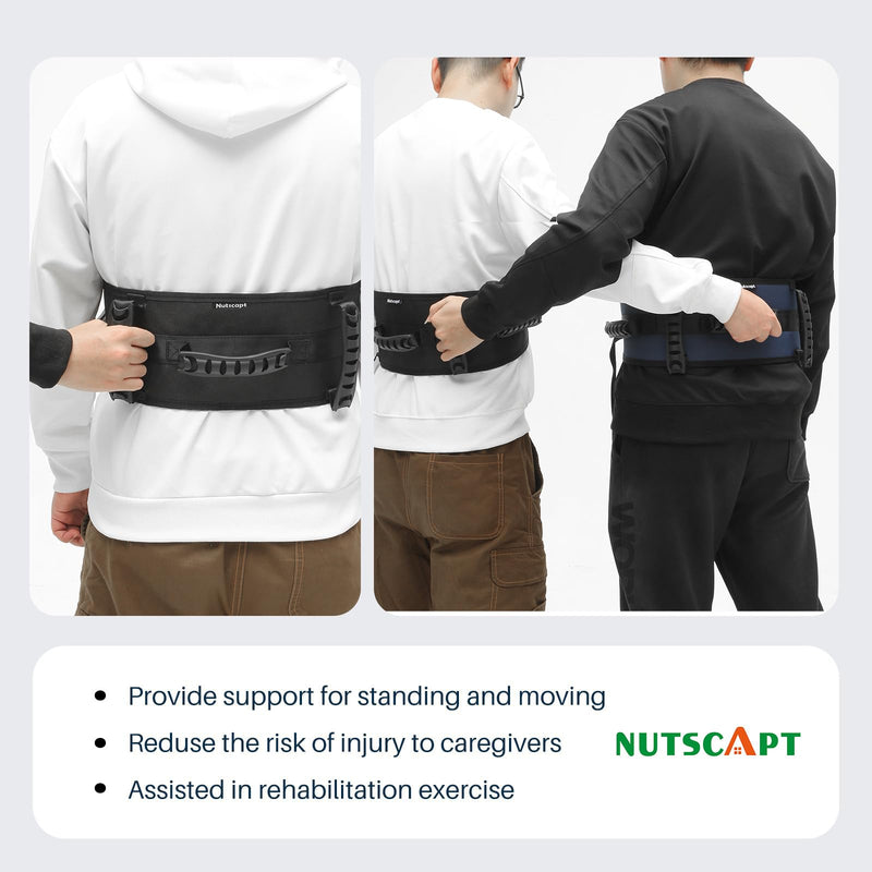 Gait Belt Transfer Belt for Senior with 5 Handles Gait Belts with Quick Release Buckle Transfer Belt for Elderly, Handicap, Physical Therapy (Black) Black