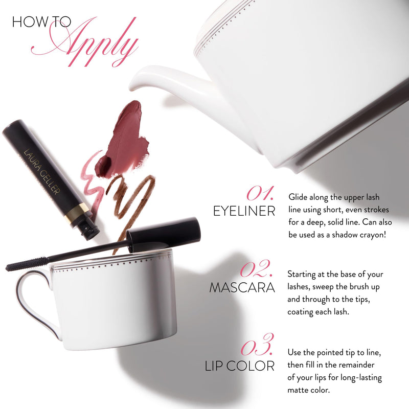 [Australia] - LAURA GELLER NEW YORK The Kajal Collection 3PC Makeup Kit - Kohl Eyeliner Crayon, Mascara & Matte Lip Color - Limited Edition Eye & Lip Makeup Gift Set - Perfect for Mother's Day, Birthday, Gifting 