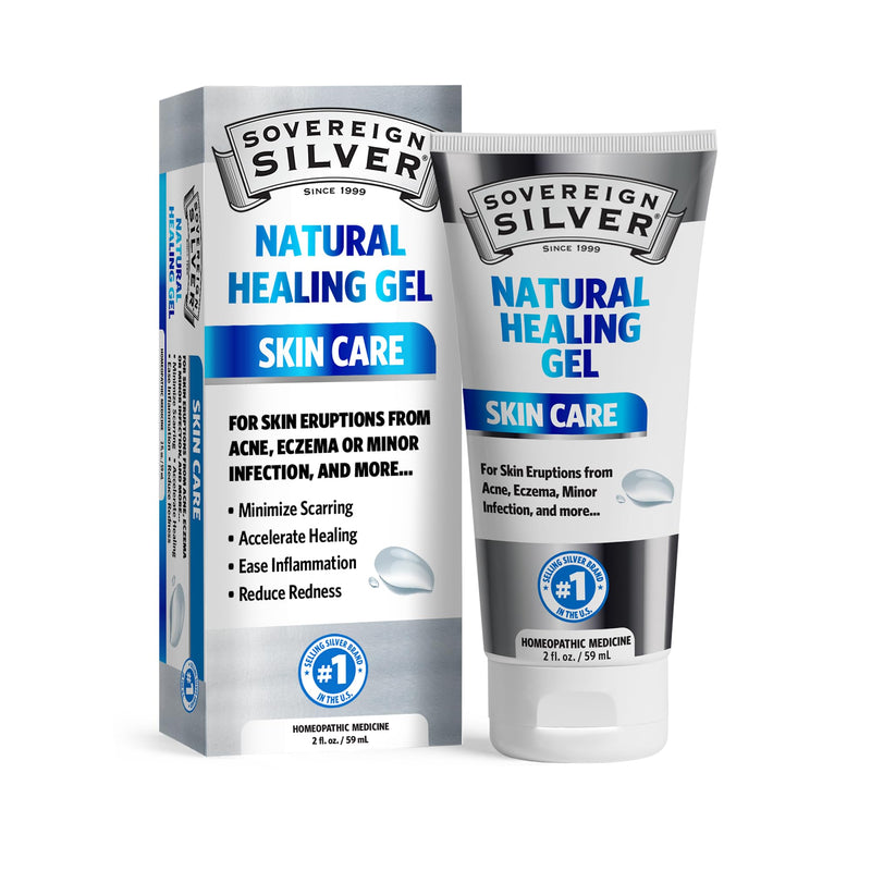 [Australia] - Sovereign Silver Natural Healing Gel Skin Care - Argentum Metallicum Topical Gel, Ointment for Razor Burn, Sunburn, and Redness Support, Dermatologist Tested - 2 fl oz (59 mL) 2 Ounce (Pack of 1) 