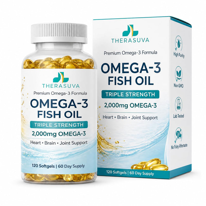 Triple Strength Wild Alaskan Fish Oil, Omega-3, EPA 1100mg + DHA 900mg, Supplement for Heart, Brain & Mobility Health, 2 Month Supply, 120 Veggie Softgels