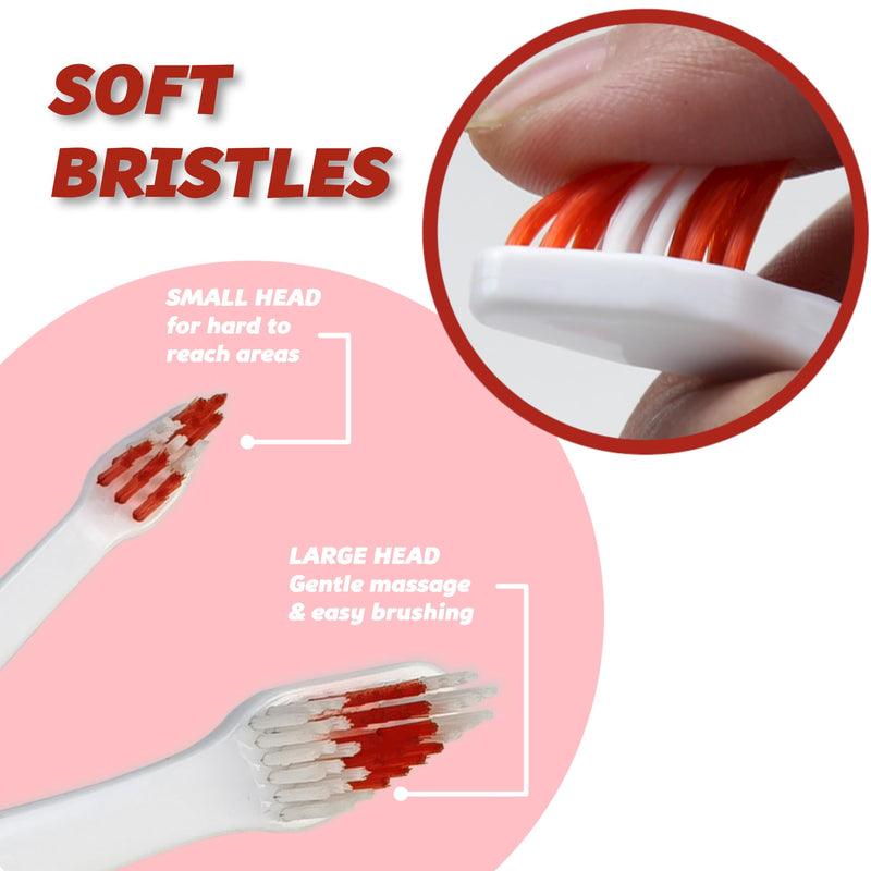 [Australia] - Pet Toothbrush for Dogs, Cats with Soft Bristles - Easy Teeth Cleaning & Dental Care, Non Slip Dual Head Dog Toothbrush for Medium & Large Pets, Toothpaste Not Included, Pack of 2 Pack of 2(red) 