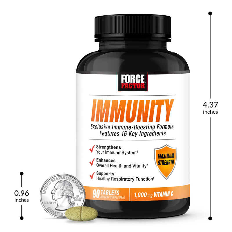 Force Factor Immunity, 2-Pack, Immune Support Booster with Elderberry and 1000mg of Vitamin C, Plus Vitamin D, Zinc, Probiotics, Antioxidants, and Echinacea for Immune Health Defense, 180 Tablets 180 Count (Pack of 1)