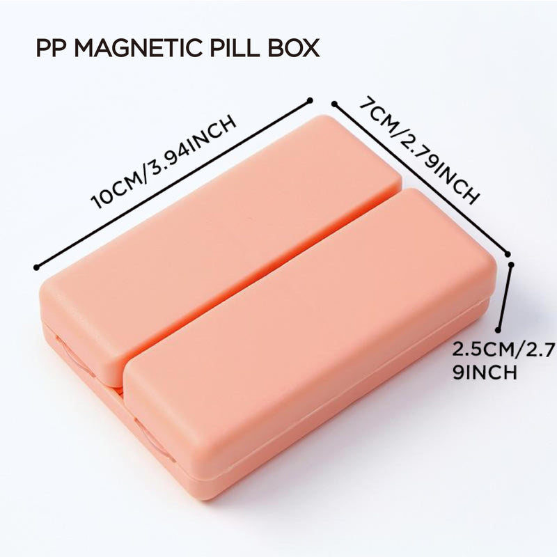 2 Pack Daily Pill Organizer, 7 Compartments Travel Pill Organizer - Folding Pill Case for Purse/Pocket, BPA-Free Pill Organizer Travel to Hold Vitamins, Cod Liver Oil, Supplements & Medication (Pink)