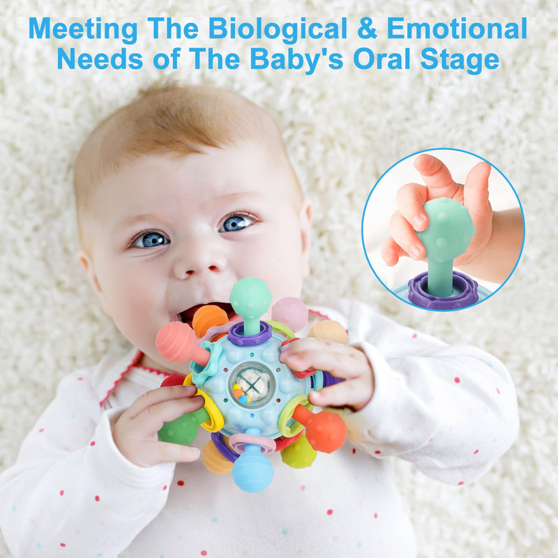 [Australia] - Baby Montessori Sensory Toys for 0-6 6-12 Months, Food Grade Teething Toys for Babies 0 3 6 9 12 18 Months, Newborn Infant Learning Developmental Toys Gifts for 1 2 Year Old Boys Girls Blue 