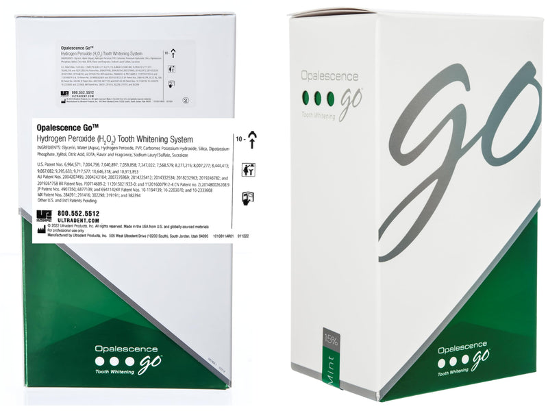 Opalescence Go 15 - Prefilled Teeth Whitening Trays Bundle 6238-1TS | Hydrogen Peroxide 15% - Includes Original Whitening Toothpaste Travel Size 1 Oz & Tongue Scraper (7 Treatments) Mint Flavor 7 Treatments / Original TP/ Tongue Scraper