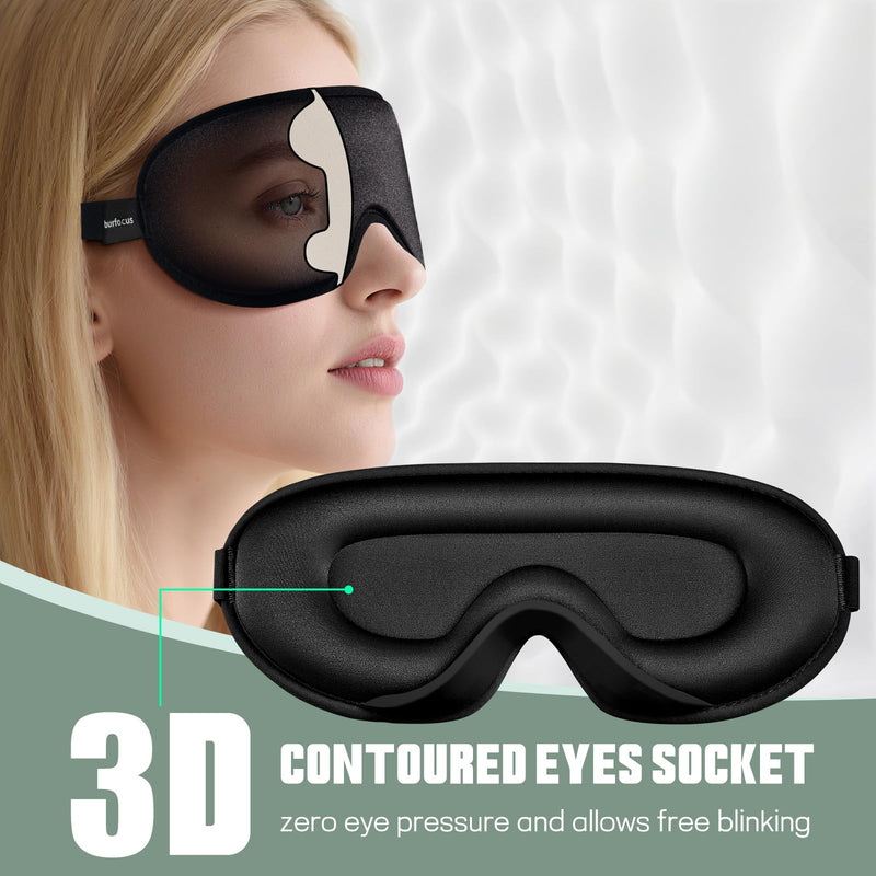 [Australia] - Sleep Mask for Side Sleeper Men Women | Zero Eye Pressure 3D, Light Blocking Design, Soft Breathable Eye Shade Cover for Travel, Black 